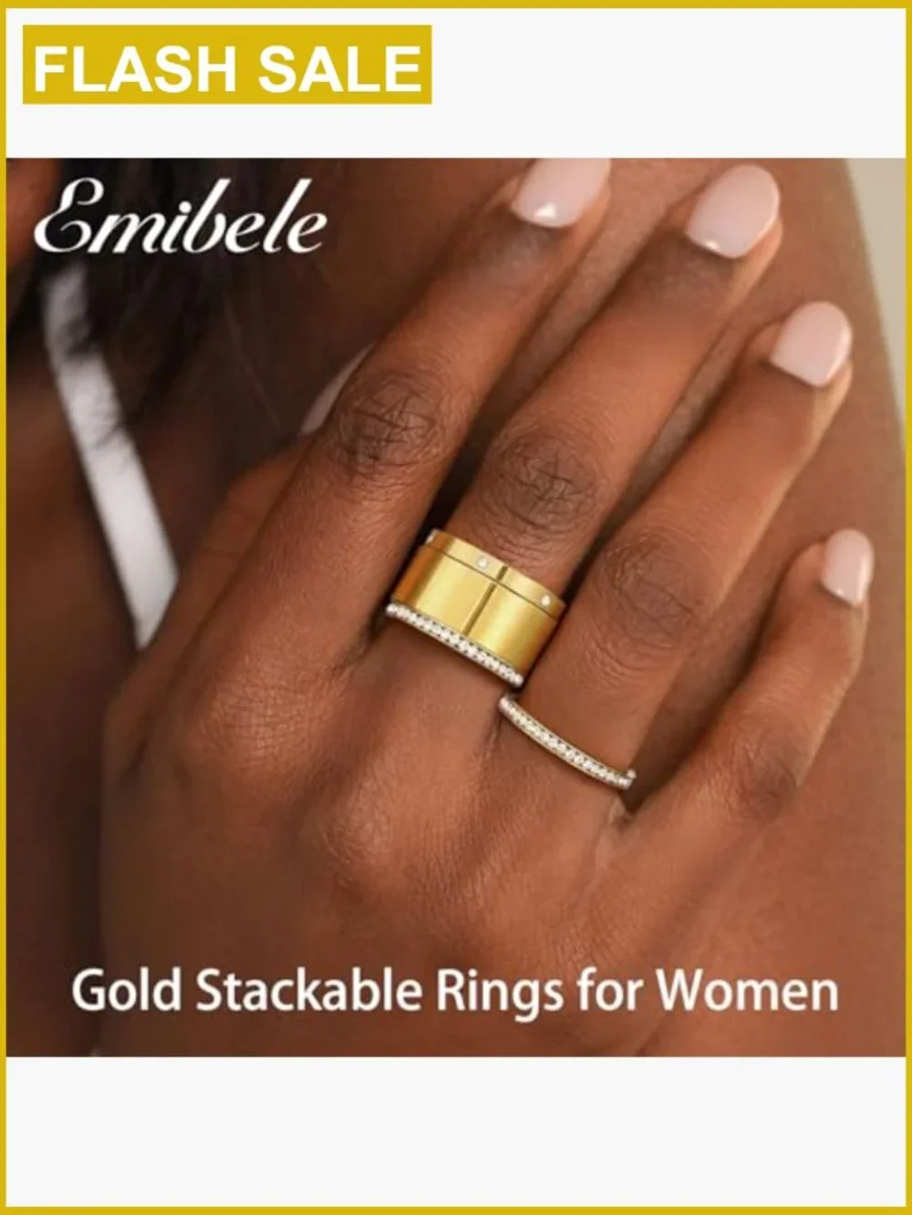 3 Pack Stackable Rings for Oura Ring - Cubic Zirconia Stainless Steel Stacking